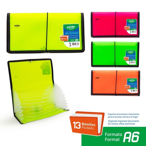 [FL2-01] ARCHIVADOR 13 BOLSILLOS A6 21,6x13,97CM