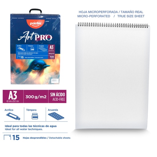 [DBWA-300-A3] BLOCK ART PRO A3 - ACRILICO, TEMPERA Y ACUARELA 