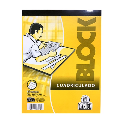 [N06T201C40] BLOCK ENCOLADO CARTA CUADRICULADO - 21,5x27,7CM