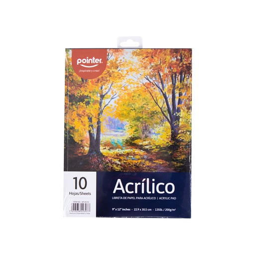 [AP-AC10] LIBRETA DE PAPEL PARA ACRILICO ART PRO 9x12" x10 HOJAS