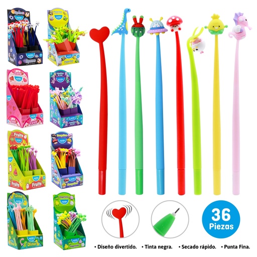 [BP-23158] BOLIGRAFO DE GEL NEGRO x1PZS (FIGURAS)