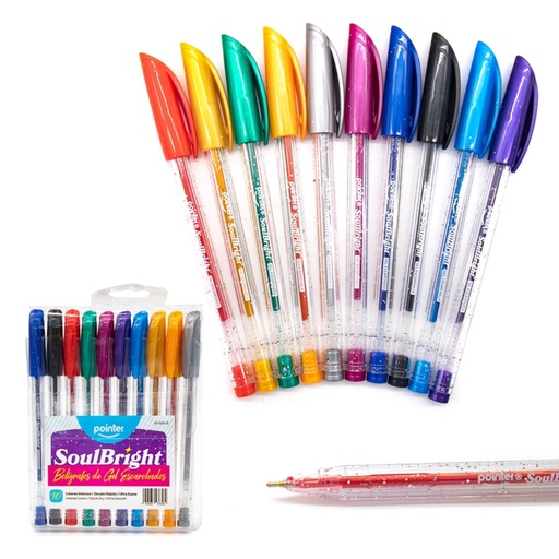 [GP-5010-10] BOLIGRAFOS DE GEL ESCARCHADOS ULTRA SUAVE x10 COLORES INTENSOS