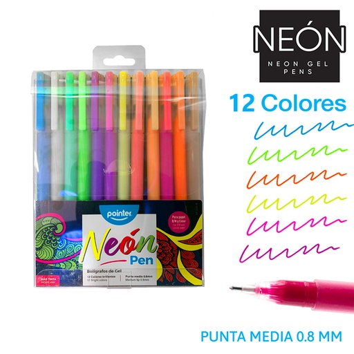 [GP-2212-N6] BOLIGRAFOS TINTA GEL NEON (12 PZAS.)