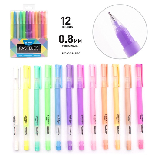 [GP-2212-P] BOLIGRAFOS TINTA GEL PASTEL (12 PZAS.)