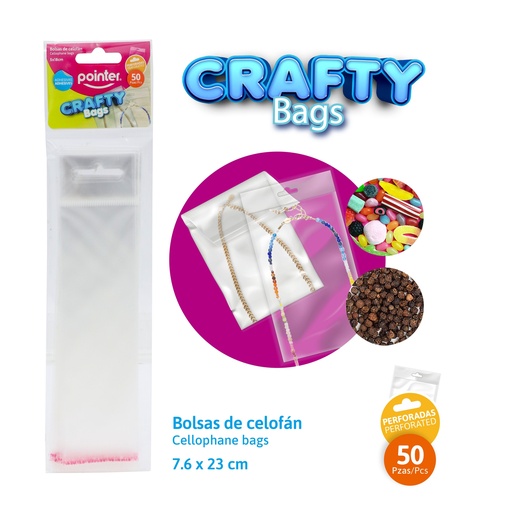 [OBH-27] BOLSAS DE CELOFAN ADHESIVAS PERFORADAS x50PZAS - 5x18CM