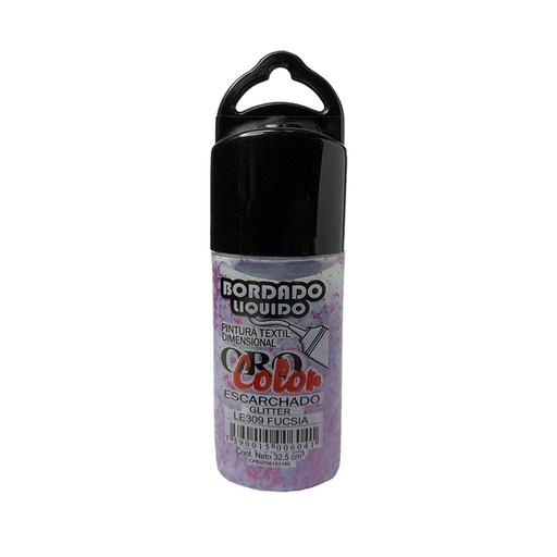 [LE-309] BORDADO LIQUIDO ESCARCHADO FUCSIA 32,5CM