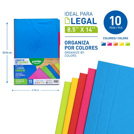 [FL2-23189-O] CARPETA MANILA X10 OFICIO (5 COLORES)