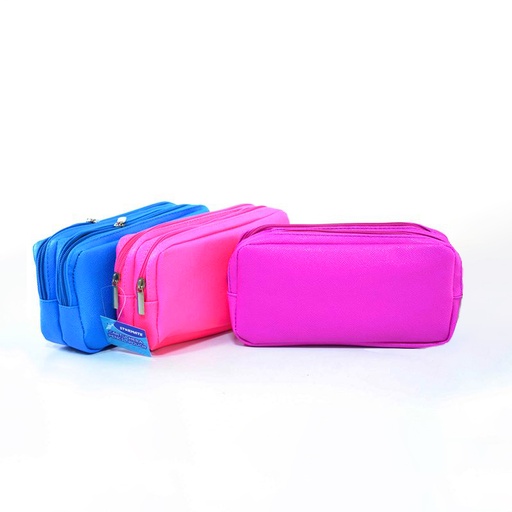 [STR-6000] CARTUCHERA 23X6.5X12CM DOBLE ZIPPER #5 COLORES SOLIDOS
