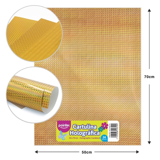 [HCT-SQ57-G] CARTULINA HOLOGRAFICA DORADA - ROMBOS (50x70CM)
