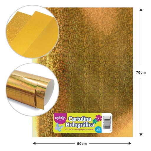 [HCT-AZ57-G] CARTULINA HOLOGRAFICA DORADA - PUNTOS (50x70CM)