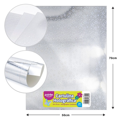 [HCT-ES57-S] CARTULINA METALIZADA HOLOGRAFICA PLATEADO ESTRELLAS