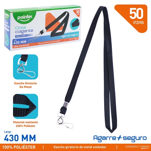 [TCP-N23F-BK] CINTA COLGANTE NEGRA PORTA CARNET