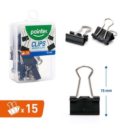[BXDC-15MM-B] CLIP SUJETA PAPEL15mm x 15 PZAS