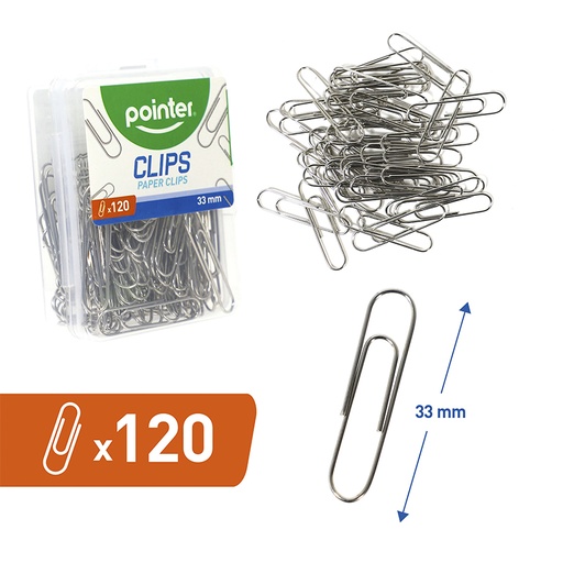 [BXCP-33MM] CLIPS SUJETA PAPEL 33MM x 120 PZAS