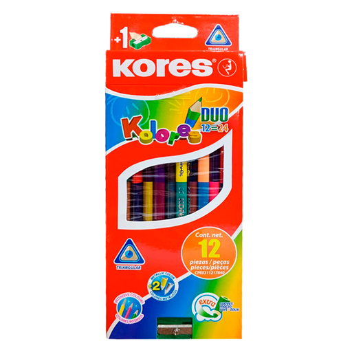 [93212.52] COLORES DUO TRIANGULARES x12PZS+SACAPUNTAS