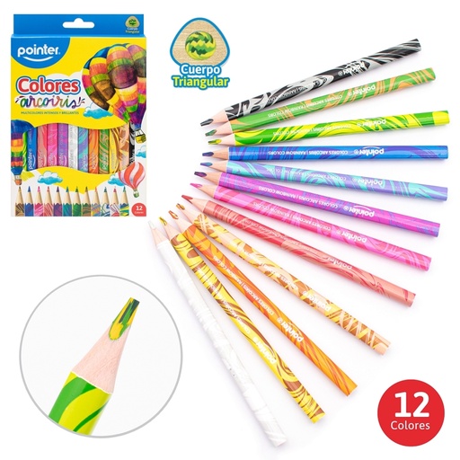 [MCP-12JB] LAPICES DE COLORES ARCOIRIS x12PZS - CUERPO TRIANGULAR