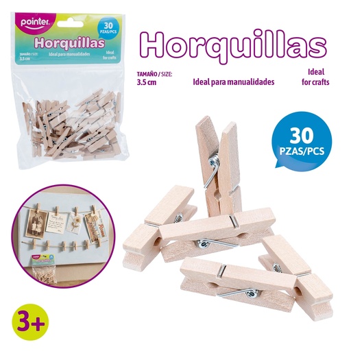 [CLIP-6] HORQUILLAS PARA MANUALIDADES - 3.5CM x30PZAS