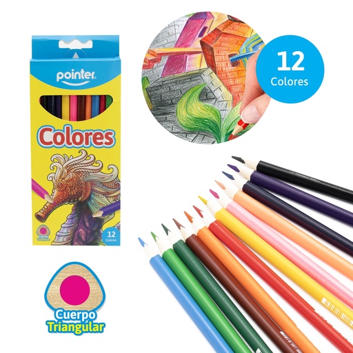 [TCP-12] LAPICES DE COLORES x12PZS - CUERPO TRIANGULAR