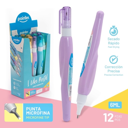 [AS-747] CORRECTOR LIQUDO TIPO LAPIZ COLOR PASTEL - 6ML