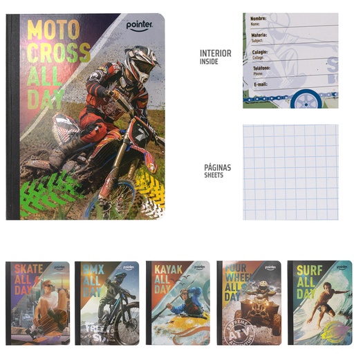 [COS-04-SQ] CUADERNO COSIDO A4 CUADRICULADO x100 HOJAS