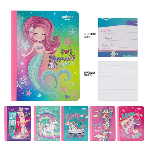 [COS-10G-DL] CUADERNO COSIDO A4 DOBLE LINEA x100 HOJAS (GLITTER)