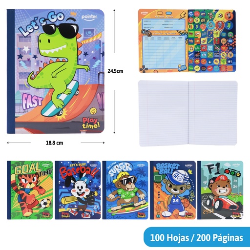 [COS-09S] CUADERNO COSIDO RAYA ANCHA (STICKERS)