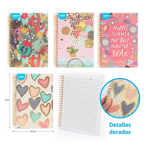 [NB-1718-A5] LIBRETA ESPIRAL A5 JUVENIL - x100 HOJAS BLANCAS