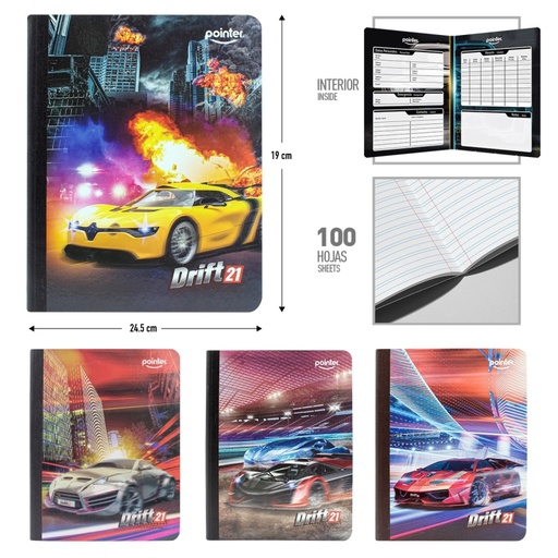 [80235-CR3-DL] CUADERNO COSIDO A4 DOBLE LINEA x100 HOJAS (CARROS)