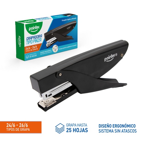[ST-22135] GRAPADORA METALICA TIPO PINZA - 25 HOJAS