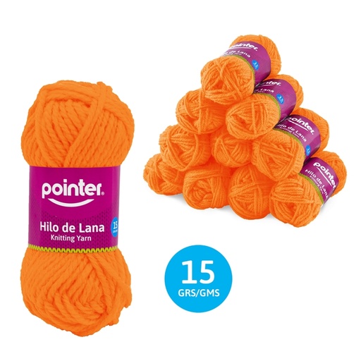 [KY-15G-OR] HILO DE LANA PARA MANUALIDADES NARANJA - 15GRS 