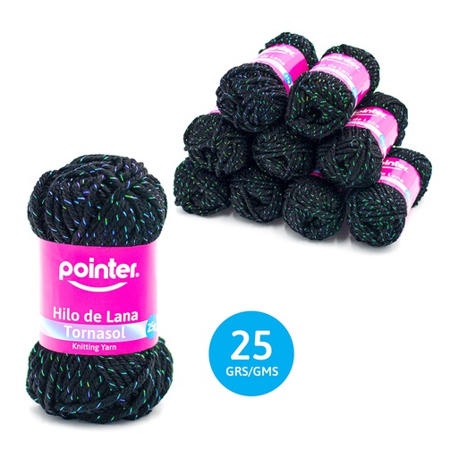 [MT-KY-25G-BK] HILO DE LANA PARA MANUALIDADES NEGRO TORNASOL - 25GRS