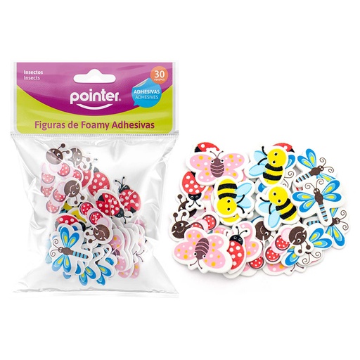 [A126-LF30-D] FIGURAS DE FOAMY ADHESIVAS x 30 PZAS. (INSECTOS)