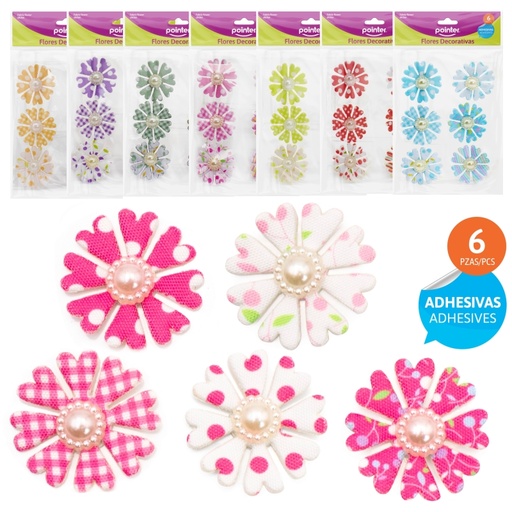 [ANC-2227] FLORES DECORATIVAS ADHESIVAS x 6 PZAS.