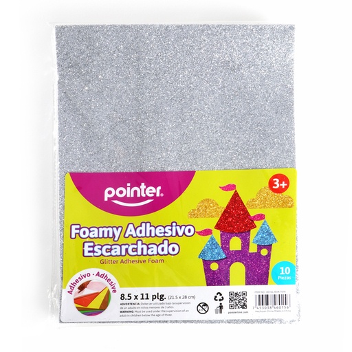 [AD-GL-EVA-7016] FOAMY ESCARCHADO ADHESIVO - PLATEADO CARTA (20x30CM)