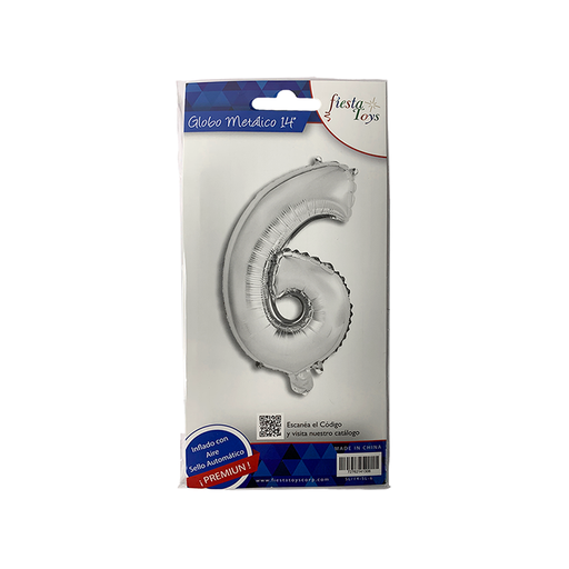 [SL/14-SL-6] GLOBO METALICO 14" PLATA N 6