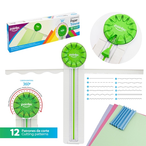 [PC-2367] GUILLOTINA PORTATIL CON 12 PATRONES DE CORTE