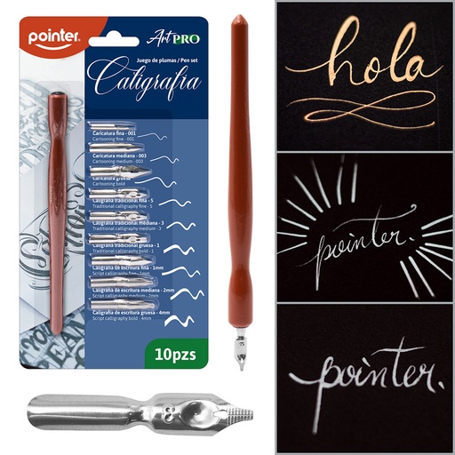 [ACAL-10] JUEGO DE PLUMAS PARA CALIGRAFIA x10PZAS 