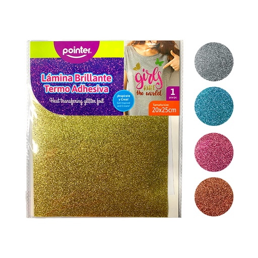 [AF-2025-G] LAMINA BRILLANTE TERMO ADHESIVA - 20 x 25CM x1PZA
