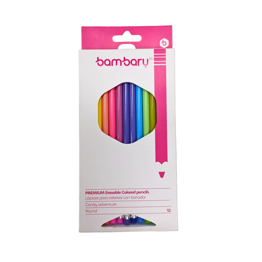 [205-1515/104] LAPICES DE COLORES PASTEL REDONDOS x12UND BORRABLES