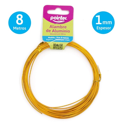 [ANC-1801G] ALAMBRE DE ALUMINIO PARA MANUALIDADES (DORADO) 1mm x 8mts