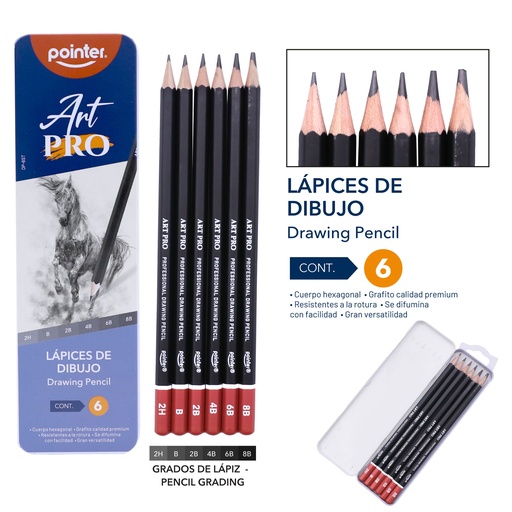 [DP-6ST] SET DE LAPICES DE DIBUJO ART PRO x6PZAS