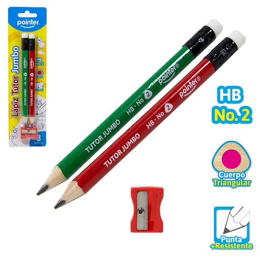 [HB-JB-1450-2B] LAPIZ JUMBO TUTOR x2 PIEZAS + SACAPUNTAS