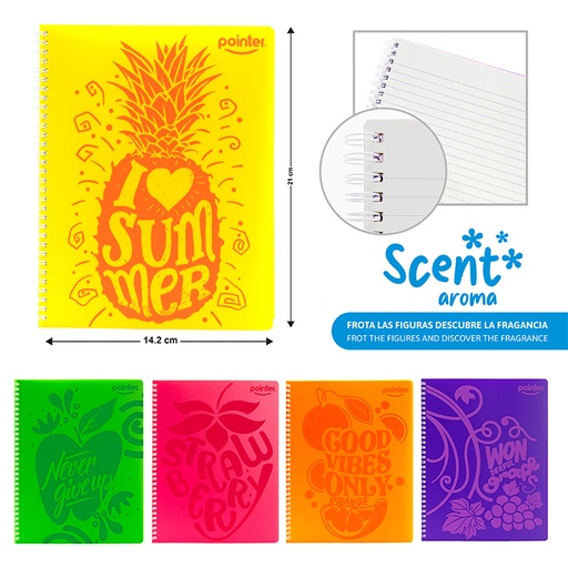 [NB-23120-A5] LIBRETA ESPIRAL DE APUNTES A5 CON AROMA (FRUTAS) - 80 HOJAS AMARILLAS