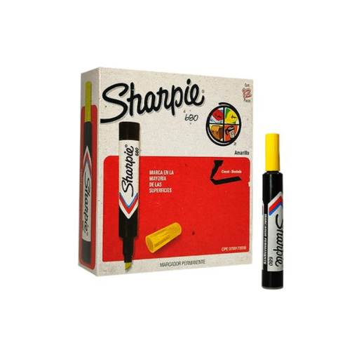 [V302016] MARCADOR PERMANENTE PUNTA BISELADA 680 AMARILLO