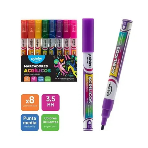 [AMK-2108] MARCADORES ACRILICOS x 8 PZAS.