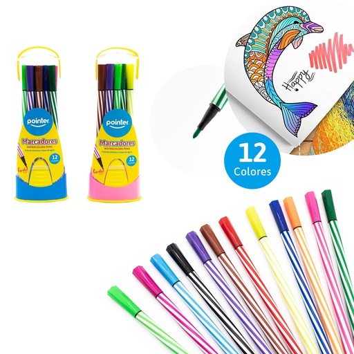 [WC-900-12] SET DE MARCADORES DELGADOS A BASE DE AGUA x12 COLORES