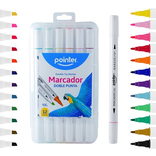 [WC-1917-12] SET DE MARCADORES DELGADOS DOBLE PUNTA x12 COLORES
