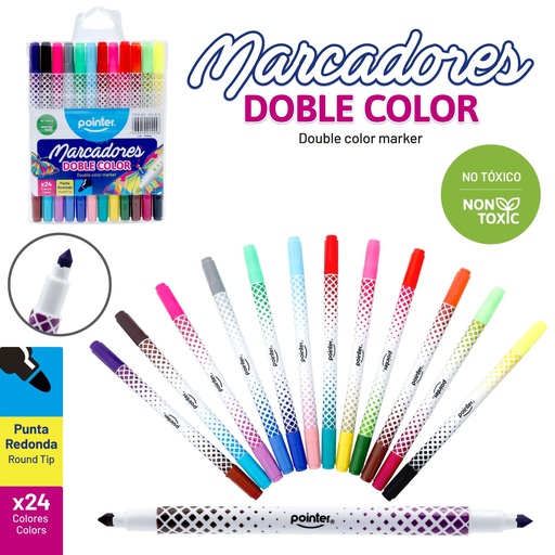 [WC-818] MARCADORES DOBLE PUNTA x 24 COLORES