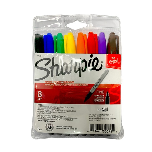 [30078] MARCADORES SHARPIE PUNTA FINA X8