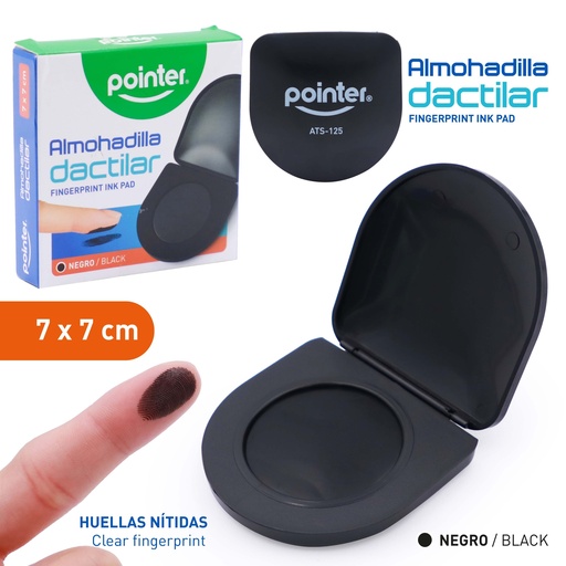 [ATS-125] ALMOHADILLA DACTILAR TINTA NEGRA - 7x7CM